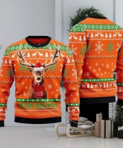 Hunting Christmas Merry Huntmas Deer Christmas Pattern Orange Hunting Christmas Ugly Sweater