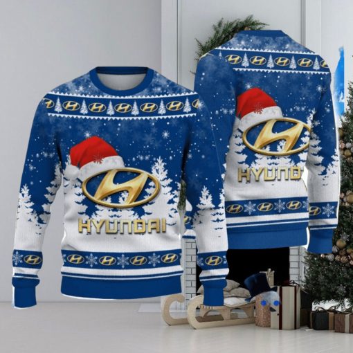 Hyundai Logo Wearing Santa Hat Christmas Gift Ugly Christmas Sweater Christmas Gift Ideas