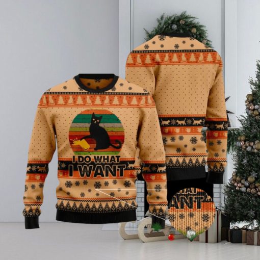 I Do What A Want Black Cat Ugly Christmas Sweater Funny Gift For Men And Women Family Holidays