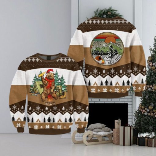 I Hate People Bear Beer Brown Ugly Sweater For Christmas