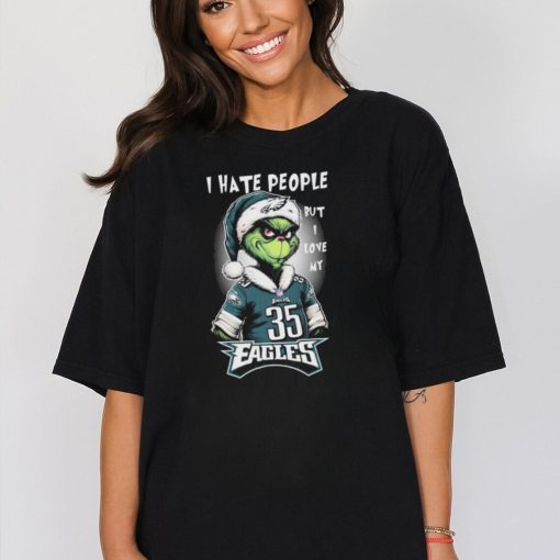 I Hate People But I Love My Philadelphia Eagles Santa Grinch Christmas Shirt