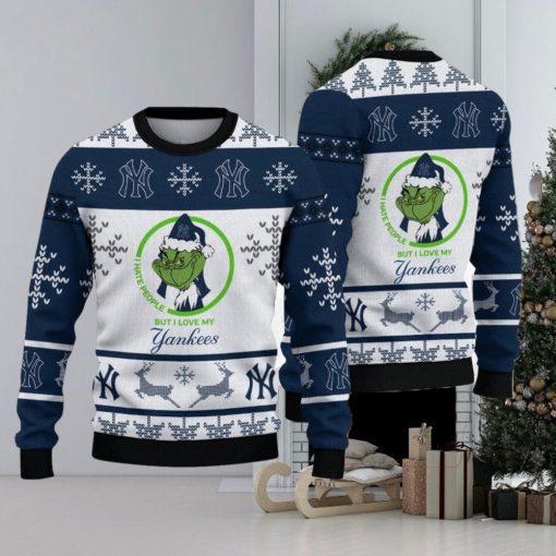 I Hate People But I Love New York Yankees Style Knitted Xmas 3D Sweater Gift For Fans