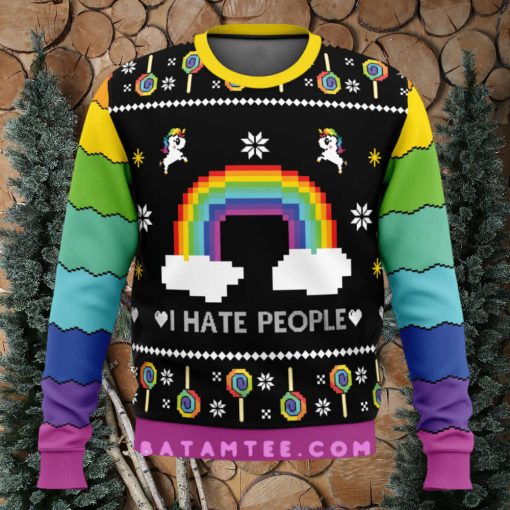 I Hate People Rainbow Ugly Christmas Sweater