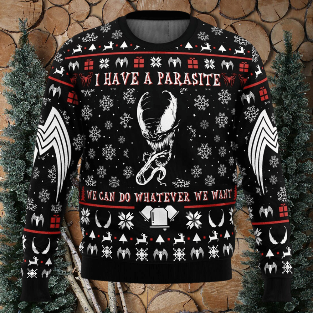 I Have a Parasite We Are Venom Venom Ugly Christmas Sweater teejeep