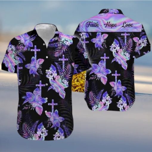 I Hologram Flower Of God Faith Hope Love Hawaiian Aloha Shirt