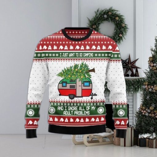 I Just Want To Go Camping Ugly Christmas Sweater