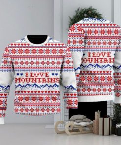 I Love Mountains Pattern Ugly Christmas Sweater Gift Knitting Sweater