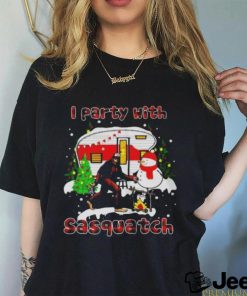 I Party With Sasquatch Bigfoot Camping Sasquatch Believers Snowman Christmas shirt