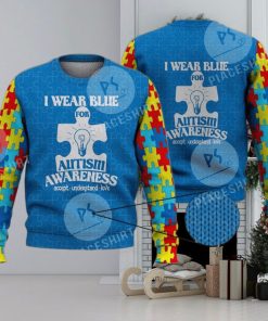 I Wear Blue For Autism Awareness 3D Full Print Ugly Sweater Christmas Gift Sweater