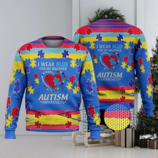 I Wear Blue For My Brother 3D Full Print Ugly Sweater Christmas Gift Sweater