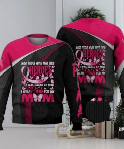 I Wear Pink For My Mom 3D Full Print Ugly Sweater Christmas Gift Sweater