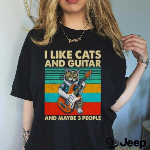 I like cats and guitar and maybe 3 people vintage shirt