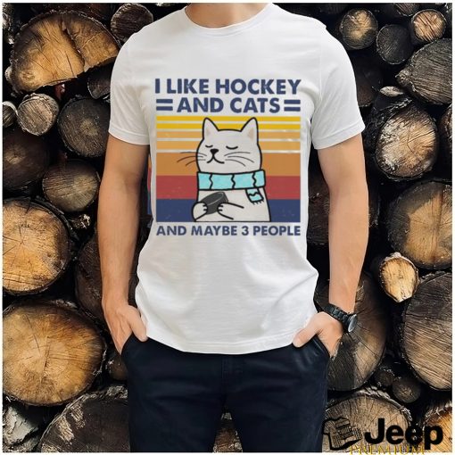 I like cats and hockey and maybe 3 people vintage shirt