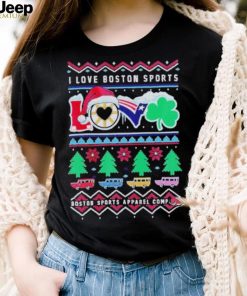 I love Boston Sports Love Ugly Christmas T Shirt