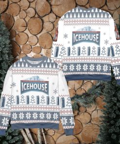 Ice House Logo Christmas Pattern Ugly Christmas Sweater – White Blue