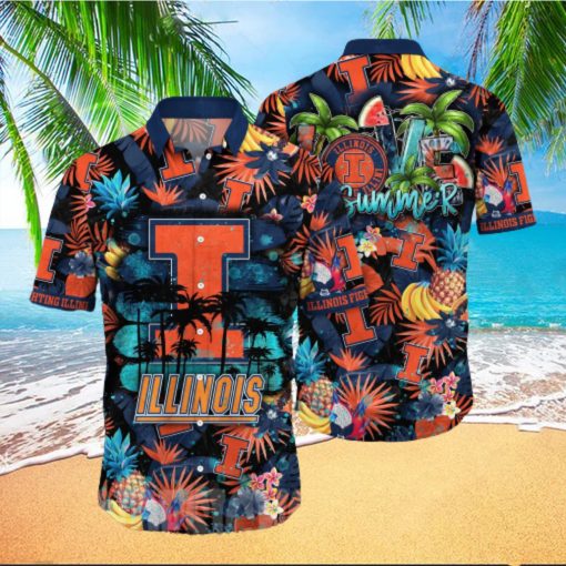 Illinois Fighting Illini NCAA Flower Classic Full Print Hawaiian Shirt