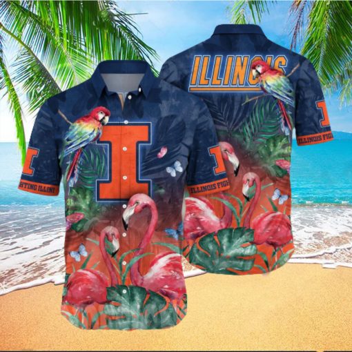 Illinois Fighting Illini NCAA Flower Full Printed Unisex Hawaiian Shirt