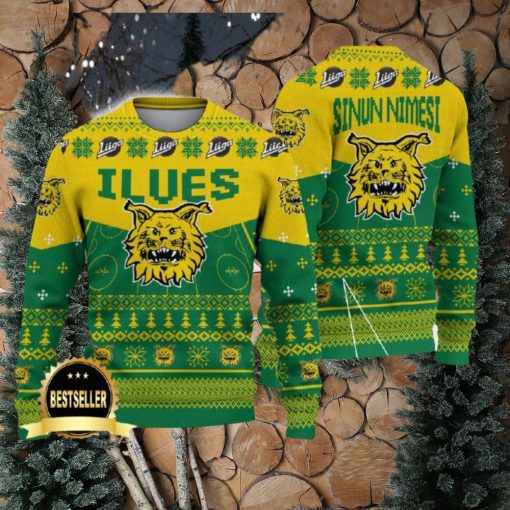 Ilves Hockey Ugly Christmas Sweater Logo Custom Name Gift Fans