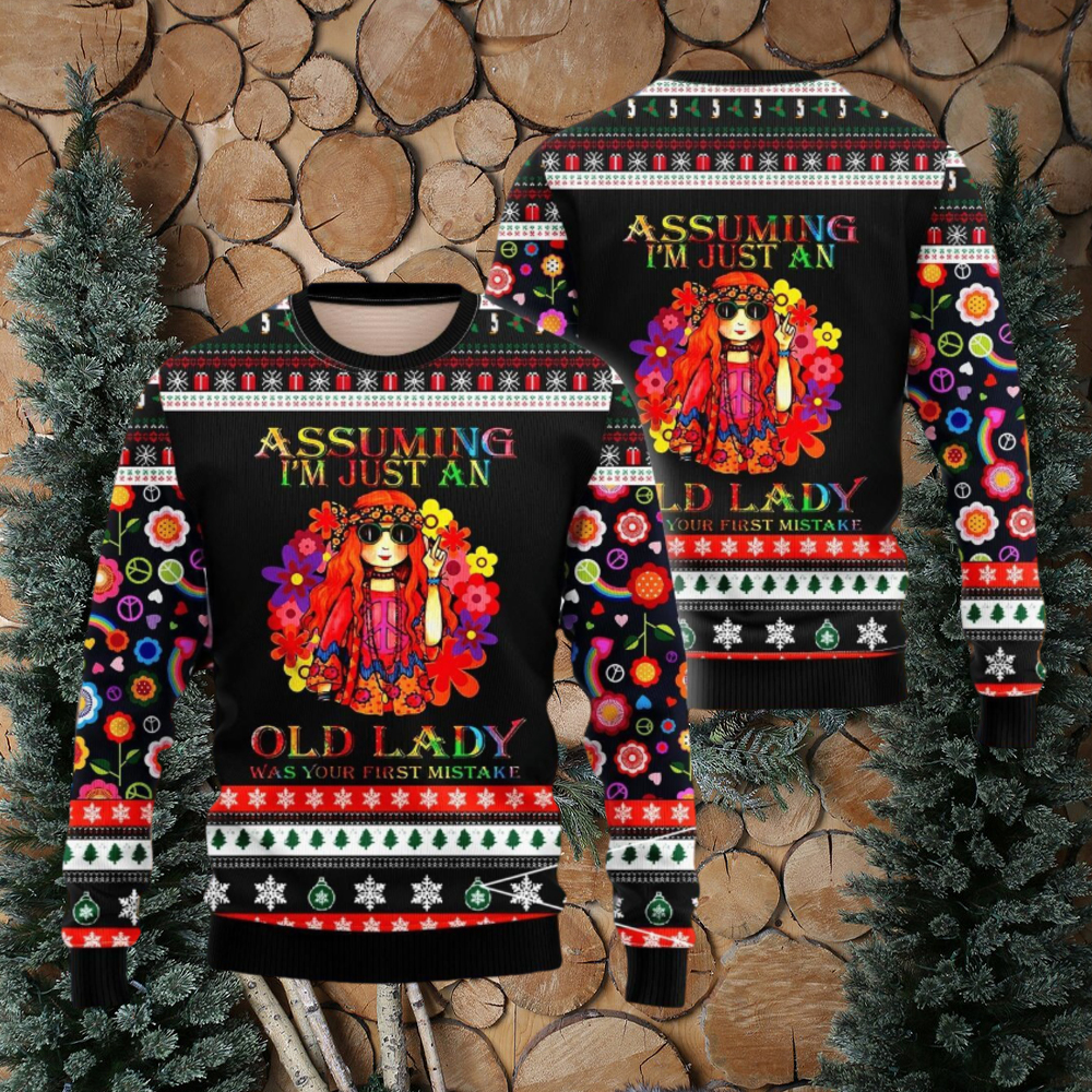 Old lady shop christmas sweater