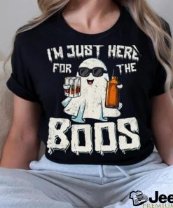 Im Just Here For The Boos Halloween Ghost Bourbon Whiskey T Shirt