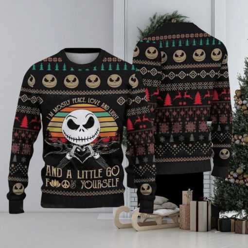 I’m Mostly Peace Love And Light Ugly Christmas Sweater Christmas Sweater For Men And Women