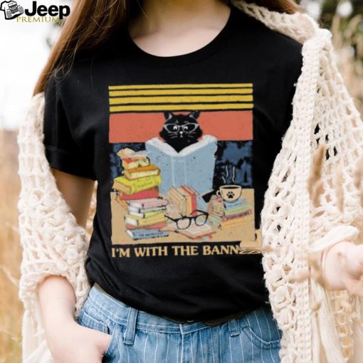 I’m With The Banned Black cat read book vintage shirt