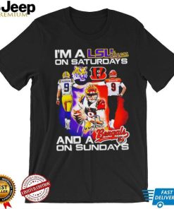 I’m a LSU Tigers on saturdays and a Cincinnati Bengals on sundays Joe Burrow signature logo shirt