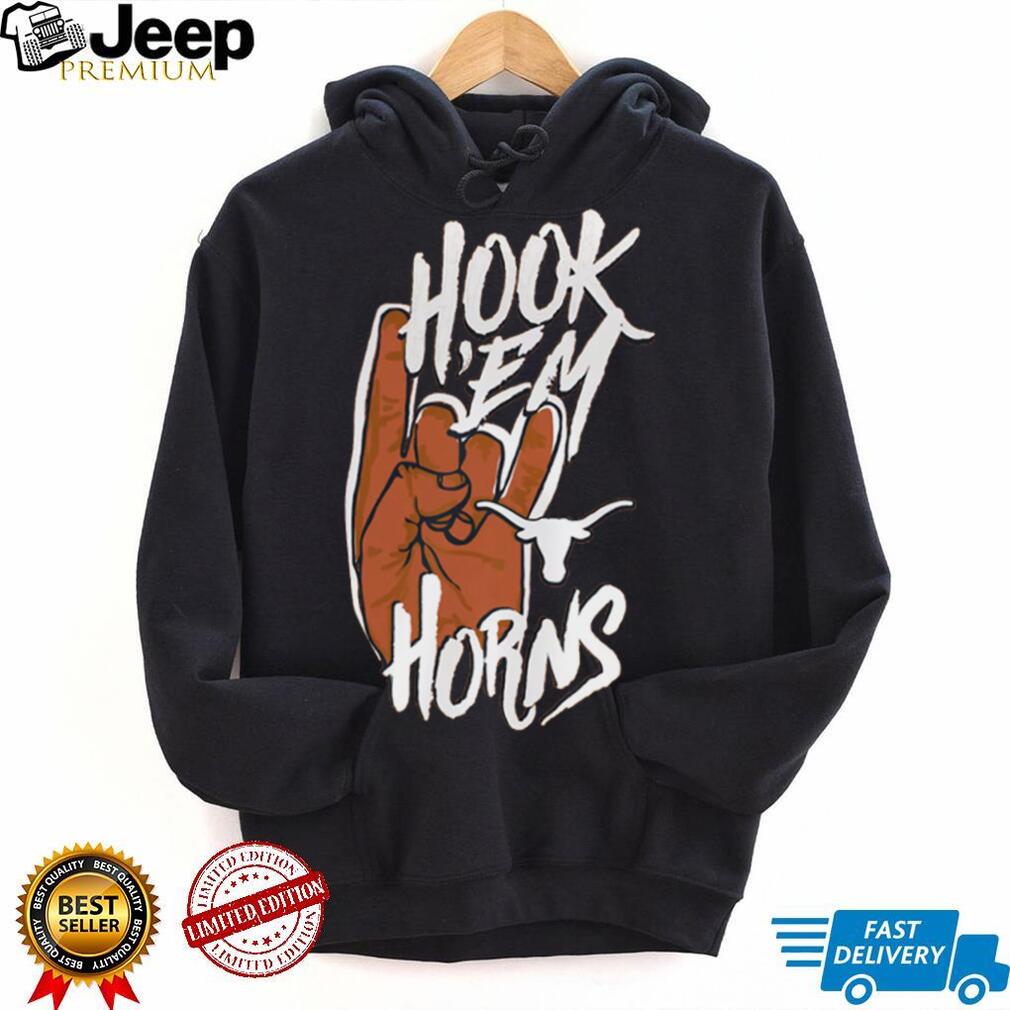 Image One Adult Texas Longhorns Burnt Hook 'Em Horns T Shirt - teejeep