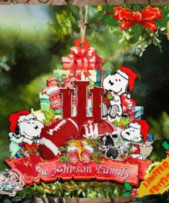 Indiana Hoosiers Snoopy Christmas NCAA Ornament Personalized Your Family Name