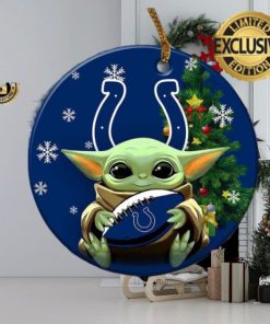 Indianapolis Colts Baby Yoda NFL Personalized Xmas Holiday 2023 Gifts Christmas Decorations Ornament