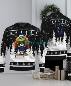 Indianapolis Colts Black Grinch Turkey Disguise Thankgiving Knitted Christmas Sweater AOP Gift Holidays