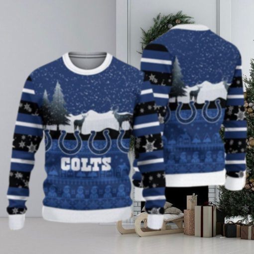 Indianapolis Colts Christmas Reindeers Pattern Ugly Christmas Sweater Cute Christmas Gift