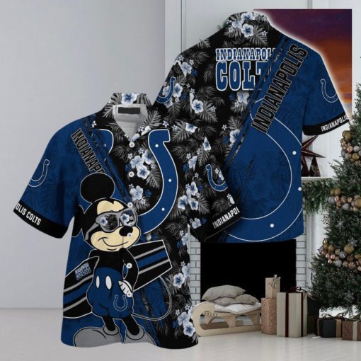 Indianapolis Colts NFL Summer Hawaii Shirt Mickey And Floral Pattern For Sports Fans