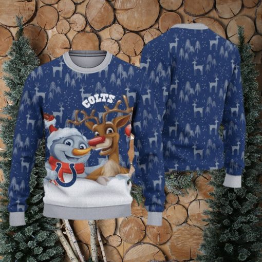 Indianapolis Colts Snowman Reindeer Ugly Christmas Sweater 3D Gift For Fans