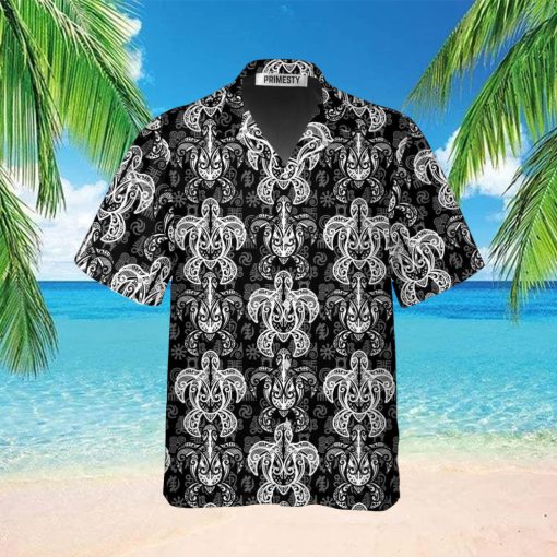 Indigenous Tribal Sea Turtle Pattern Turtle Shirts For Men Turtle Tropical Hawaiian Shirt