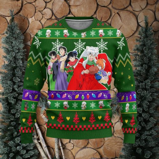 Inuyasha Anime InuYasha Xmas Women Mens Ugly Christmas 3D Knitted Sweater