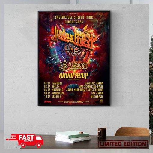 Invincible Shield Tour Europe 2024 Judas Priest With Saxon And Uriah Heep Schedule List Poster Canvas