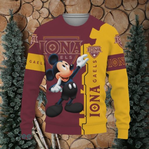 Iona Gaels Mickey Mouse Champions Football Knitted Xmas Sweater AOP