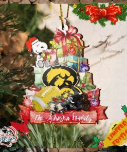 Iowa Hawkeyes And Snoopy Christmas NCAA Ornament Custom Your Family Name