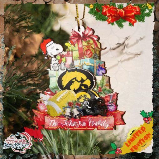 Iowa Hawkeyes And Snoopy Christmas NCAA Ornament Custom Your Family Name