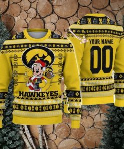 Iowa Hawkeyes Mickey Player Custom Name And Number Ugly Christmas Sweater