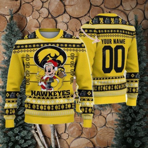 Iowa Hawkeyes Mickey Player Custom Name And Number Ugly Christmas Sweater