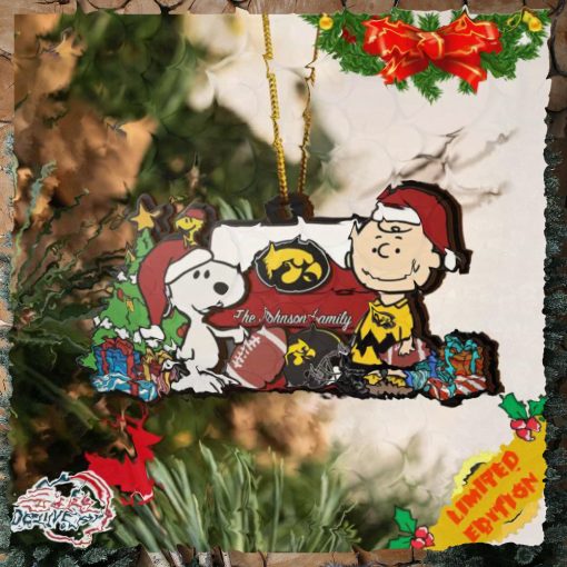 Iowa Hawkeyes Snoopy Christmas NCAA Ornament Custom Your Family Name