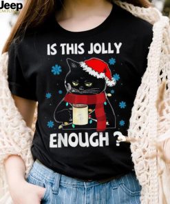 Is This Jolly Enough Black Cat Merry Christmas Tree Lights Shirt