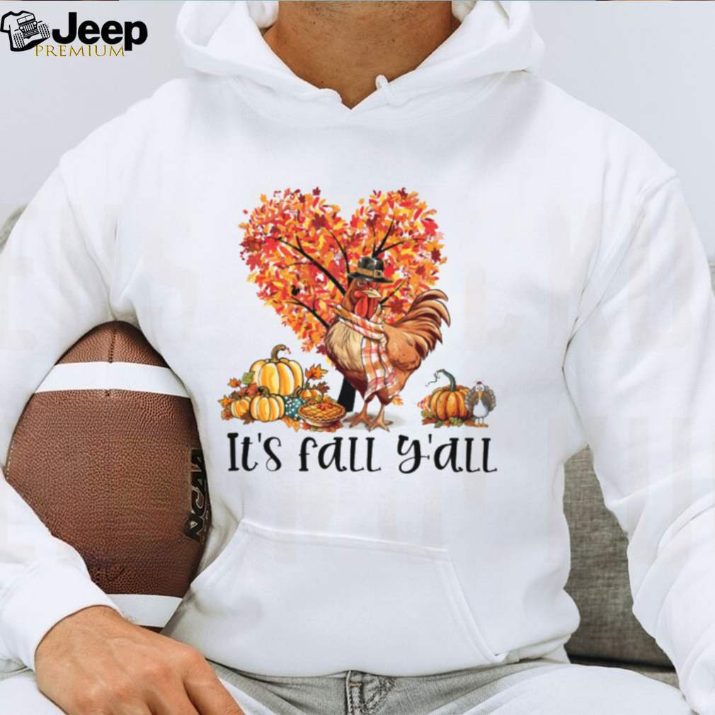 It's Fall Y'all Chicken Under The Heart Autumn Tree Pumpkins   Thanksgiving Chicken Classic T Shirt