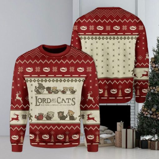 Lord Of The Cats Fellowship Christmas Ugly Sweater Funny For Men And Women