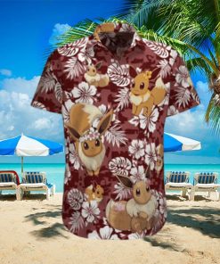 Aloha Eevee Pokemon Hawaiian Shirt Palm Leaves Pattern Summer Beach Gift