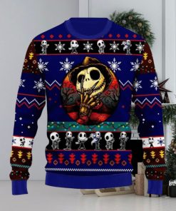 Jack Skellington Blue Knitted 3D Sweater For Christmas