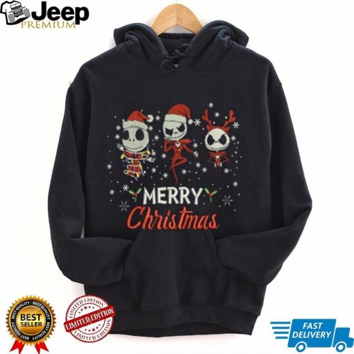 Jack Skellington Merry Christmas Machine Embroidery Effects T Shirt