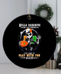 Jack Skellington Miami Hurricanes hello darkness my old friend ornament